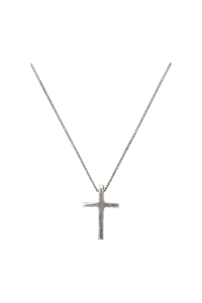 Saint Laurent Silver Cross Charm Necklace