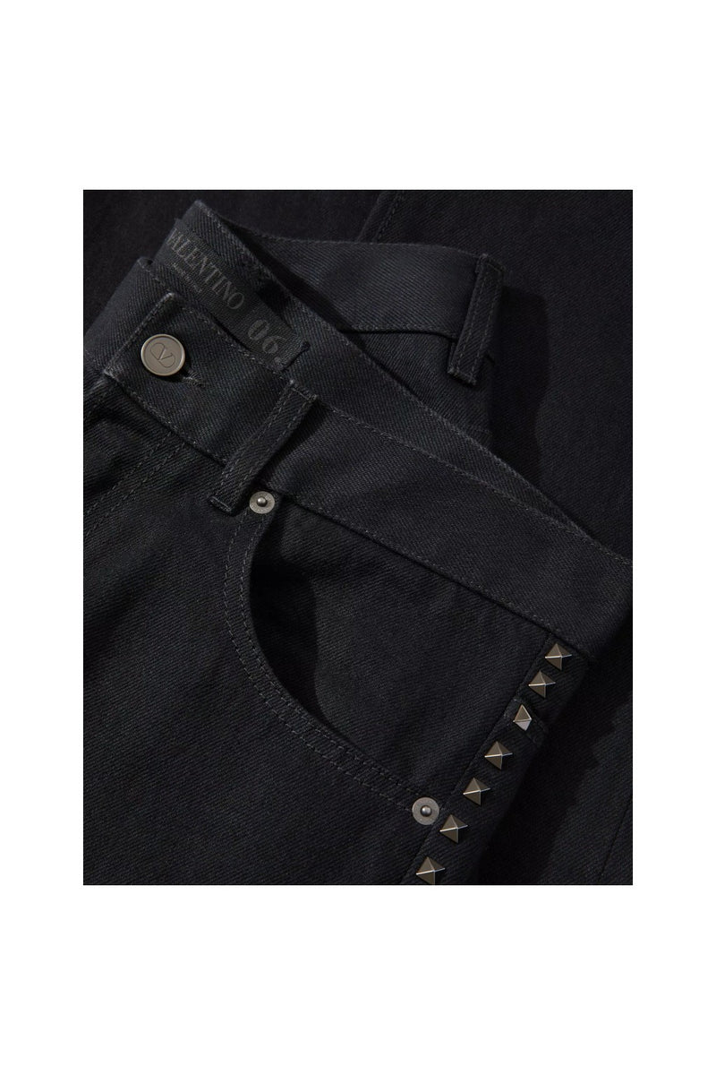 Valentino Black Untitled Studs Denim Jeans