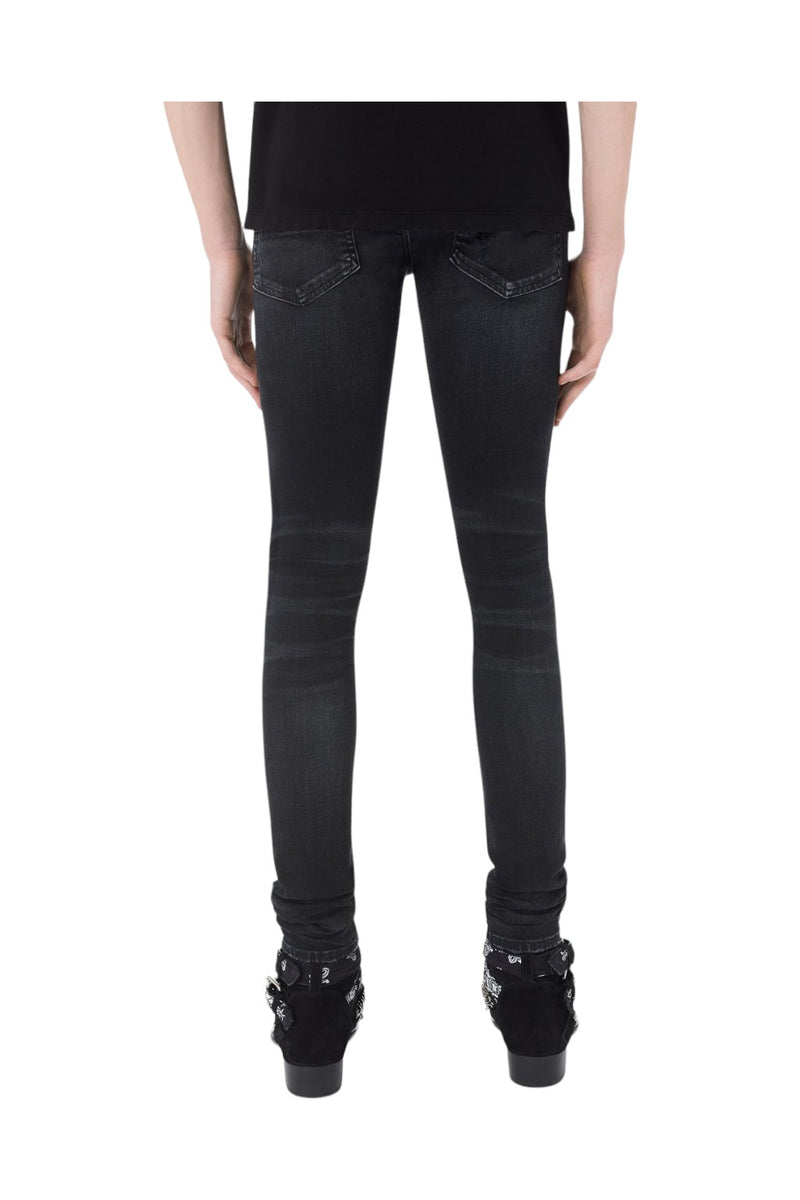 Amiri MX1 Cracked Pink Leather Aged Black Jeans
