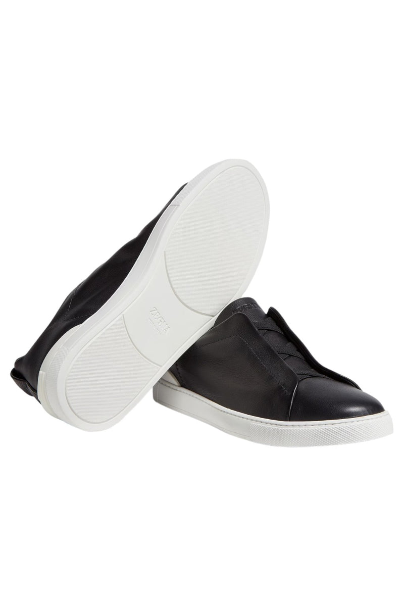 Zegna Triple Stitch Secondskin Leather Sneakers