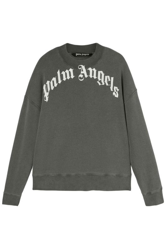 Palm Angels Curved Logo Sweatshirt Dark Grey