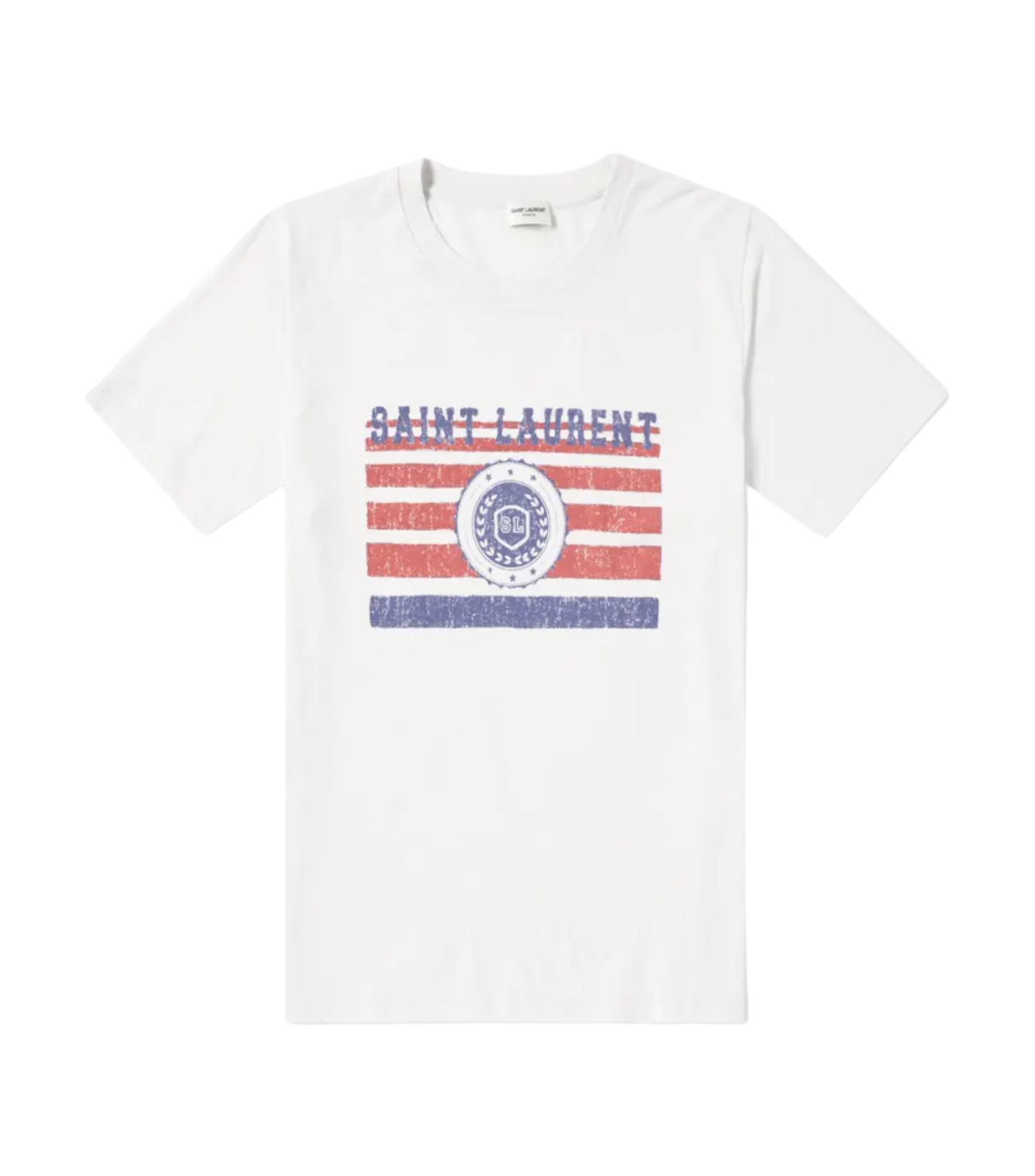 Saint Laurent College Flag Print T-Shirt - Preowned