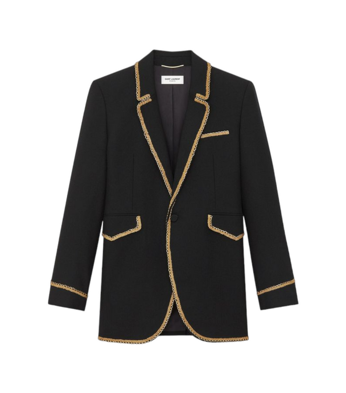 Saint Laurent Gold-Braided Blazer Jacket