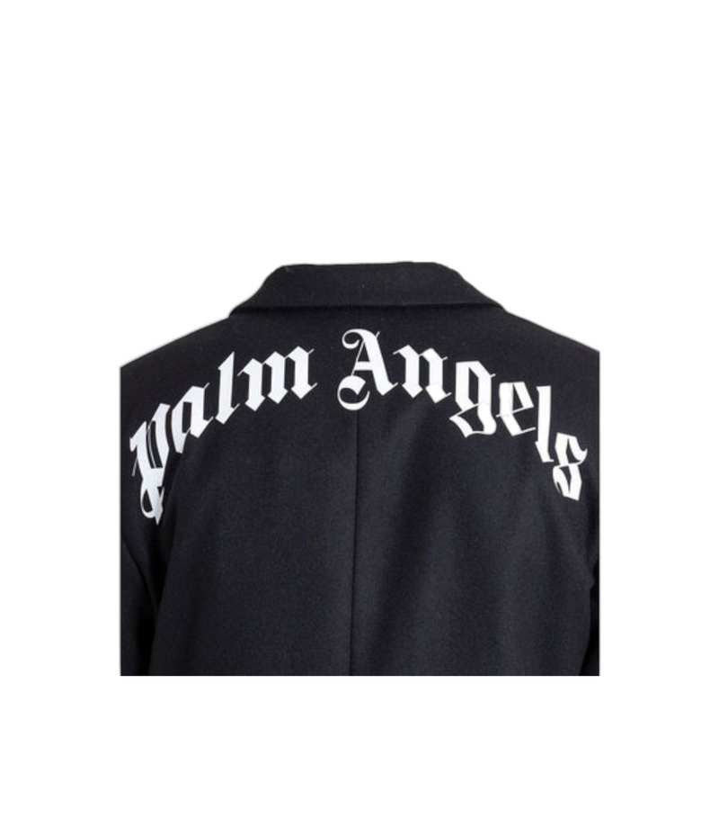 Palm Angels Peak Lapel Logo Classic Wool Blend Coat