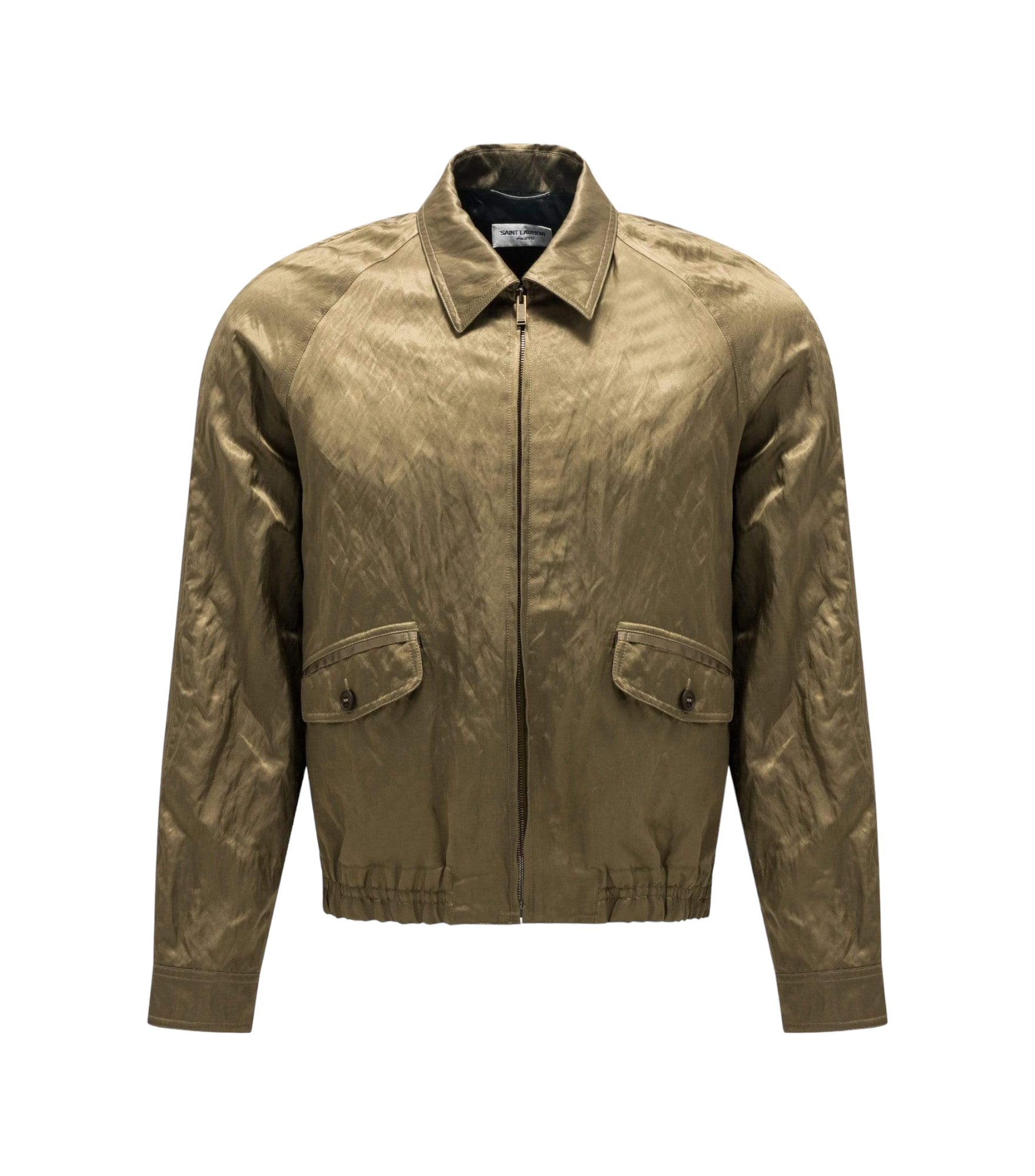 Saint Laurent Zipped Raglan Jacket in Metallic Satin